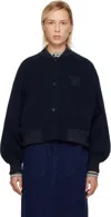 Weekend Max Mara Navy Zelante Bomber Jacket In Blue