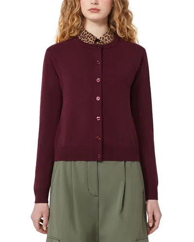 Weekend Max Mara Nebbia Cardigan Sweater In Burgundy
