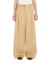 Weekend Max Mara Pantalone Ampio In Gabardina Di Cotone Beige In Beige