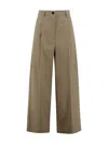 Weekend Max Mara Pantalone Ampio In Gabardina Di Cotone Beige In Beige
