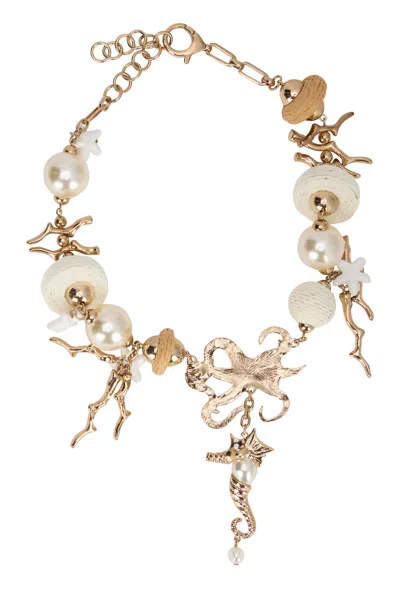 Weekend Max Mara Necklace Abyss In Metal And Raffia In Gray