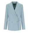 Weekend Max Mara Light Blue Wool Nervoso Blazer In Green
