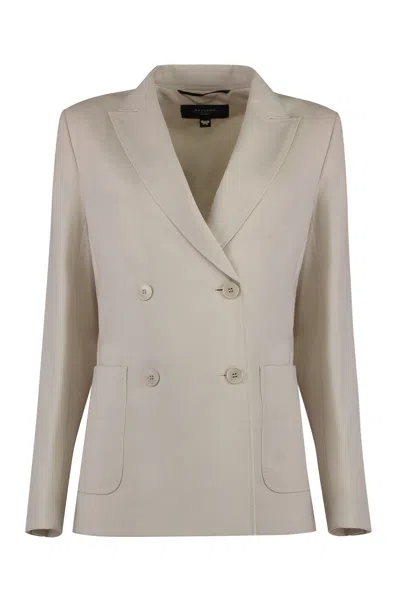 Weekend Max Mara Nervoso Double-breasted Wool Blazer In Gray