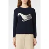 Weekend Max Mara Nespola Whale Embroidered Crewneck Sweater In Blue