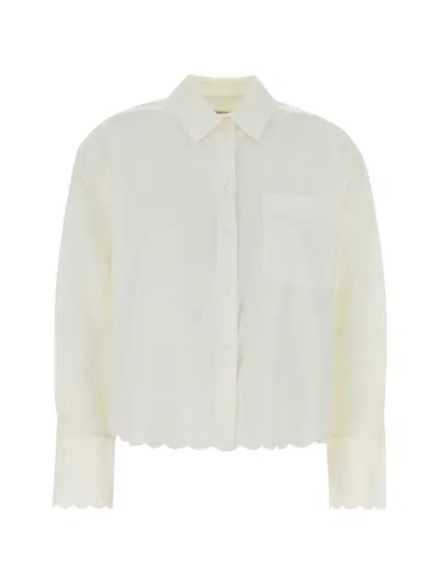 Weekend Max Mara Neutro Scalloped Poplin Shirt In White