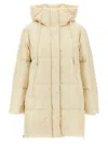 Weekend Max Mara Drawstring Hood Long Quilted Parka In White