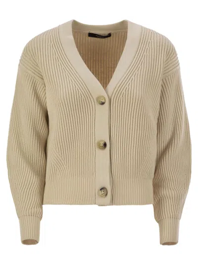 Weekend Max Mara Women's Nirvana - Ribbed Cotton Yarn Cardigan In Beige