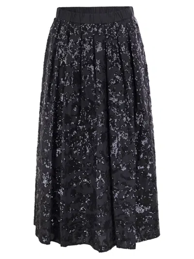 WEEKEND MAX MARA WEEKEND MAX MARA NOME WIDE COTTON SKIRT WITH SEQUINS