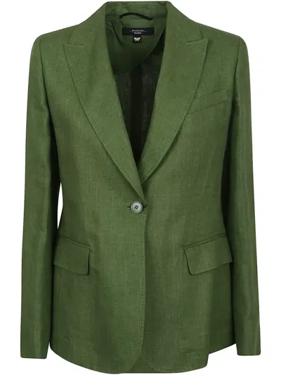 Weekend Max Mara Notched-lapel Tailored Blazer In Green