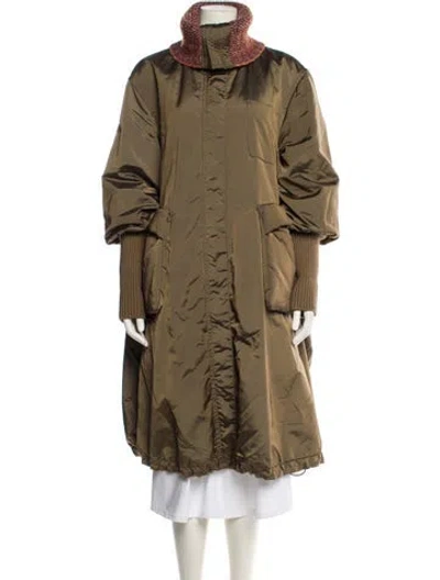 Pre-owned Weekend Max Mara Nylon Printed Parka In Brown