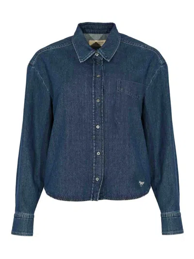Weekend Max Mara Obbia Cotton Denim Shirt In Blue