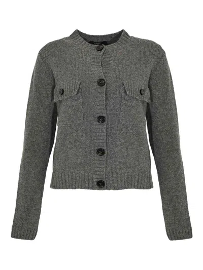 Weekend Max Mara Obbia Wool Knit Cardigan In Gray