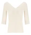 Weekend Max Mara Stretch-linen V-neck T-shirt In Beige