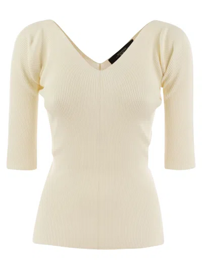 WEEKEND MAX MARA WEEKEND MAX MARA OCEANO RIBBED VISCOSE V NECK SWEATER