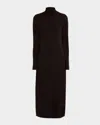 Weekend Max Mara Ocroma Turtleneck Bodycon Knit Midi Dress In Brown