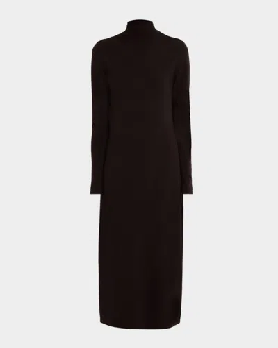 Weekend Max Mara Ocroma Turtleneck Bodycon Knit Midi Dress In Brown