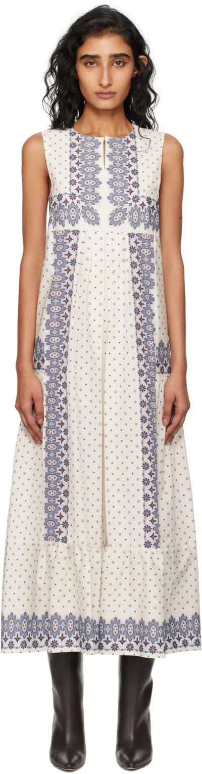 Weekend Max Mara Off-white & Blue Manila Midi Dress