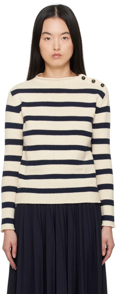 WEEKEND MAX MARA OFF-WHITE & NAVY VIBO SWEATER