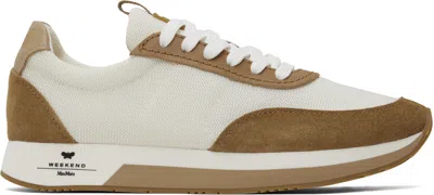 Weekend Max Mara Off-white & Tan Raro Sneakers In 001 Camel