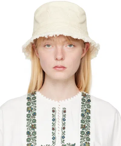 Weekend Max Mara Off-white Frayed Bucket Hat In 1 Optical White