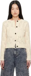 Weekend Max Mara Panaria Button-up Crewneck Cardigan In 001 Ecru