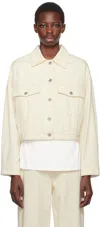 Weekend Max Mara Off-white Short Denim Jacket In 001 Ecru