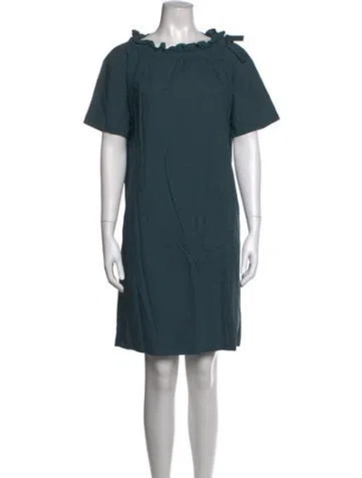 Pre-owned Weekend Max Mara Off-the-shoulder Knee-length Dress In Green