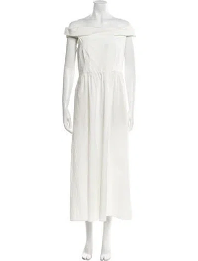 Pre-owned Weekend Max Mara Off-the-shoulder Long Dress In White