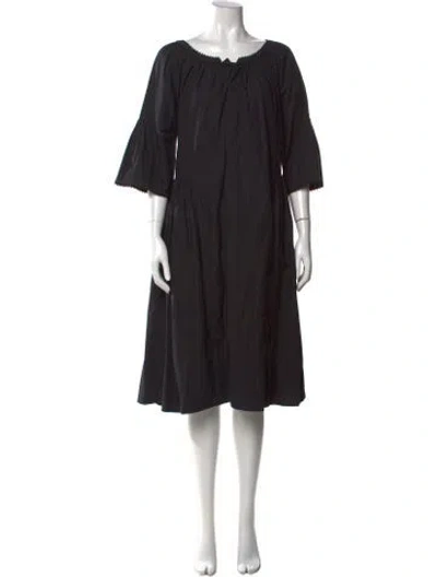 Pre-owned Weekend Max Mara Off-the-shoulder Midi Length Dress In Black
