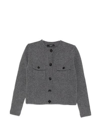 Weekend Max Mara Olbia Button-front Cardigan In Gray