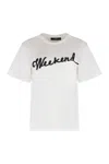 Weekend Max Mara Olga Embroidered Cotton Jersey T-shirt In White