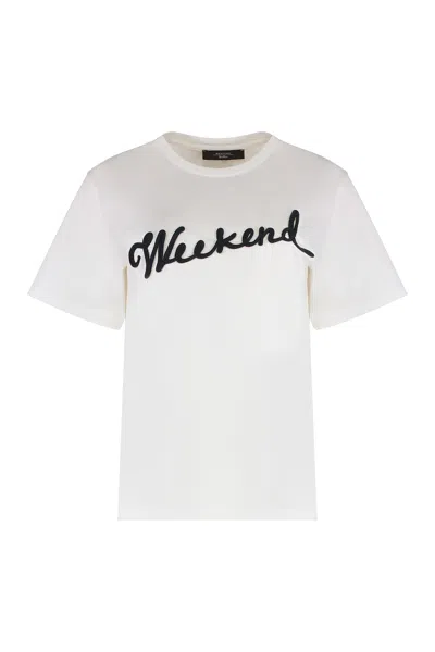 Weekend Max Mara Olga Cotton Crew-neck T-shirt In White