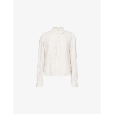 Weekend Max Mara Omens Antique Rose Striped Long-sleeve Linen Shirt In Pink