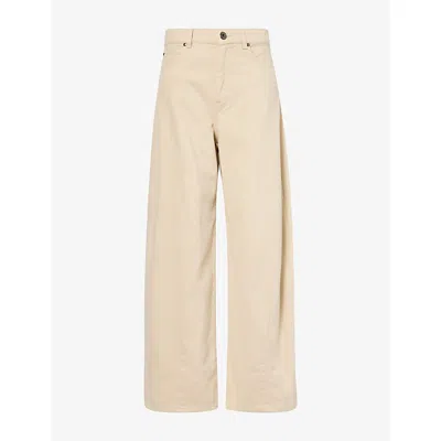 Weekend Max Mara Omens Barrel-leg Cotton Trousers Ivory In Pink