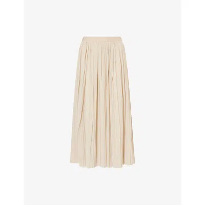 Weekend Max Mara Omens Beige Cral Pleated Cotton-blend Midi Skirt
