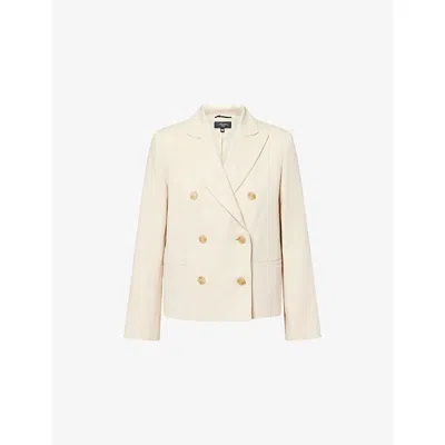 Weekend Max Mara Omens Beige Peak-lapel Double-breasted Woven Blazer In Pink