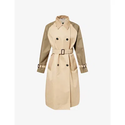 Weekend Max Mara Omens Beige Reversible Belted Cotton-garbadine Trench Coat In Brown