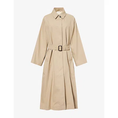 Weekend Max Mara Omens Belted Mid-length Cotton-blend Trench Coat Beige
