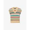 Weekend Max Mara Omens Biscuit Vicino Stripe Cotton-blend Knitted Vest In Biscuit