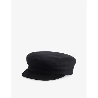 Weekend Max Mara Omens Black Angora Brand-plaque Wool-blend Beret