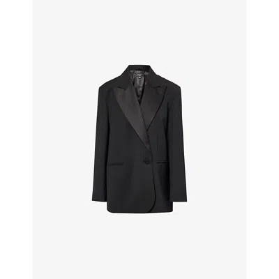 Weekend Max Mara Omens Black Sava Peak-lapel Oversized-fit Stretch-woven Blazer
