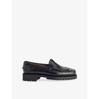 Weekend Max Mara Omens Black Stud-embellished Penny Leather Loafers Eur 37.5 / 4.5 Uk