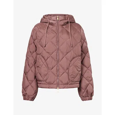 Weekend Max Mara Omens Bordeaux Hooded Quilted Shell-down Jacket In Pink