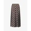 Weekend Max Mara Printed Wide Leg Trousers In Black