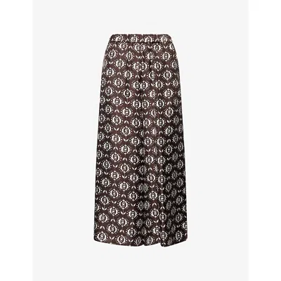 WEEKEND MAX MARA OMENS WEEKEND MAX MARA TORTONA GRAPHIC-PRINT WIDE-LEG SILK TROUSERS