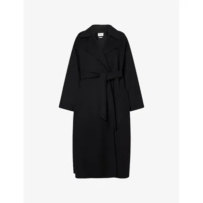 Weekend Max Mara Omens Brushed Wool Coat Black