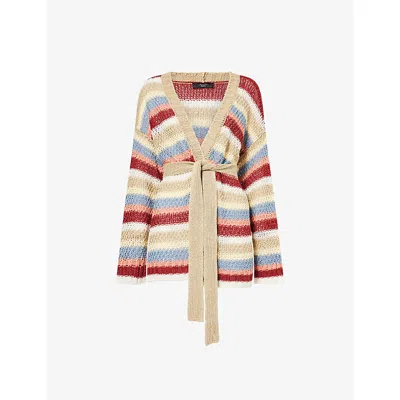 Weekend Max Mara Omens  Stripe Linen Knitted Cardigan In Multi