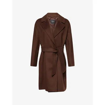 Weekend Max Mara Omens Chocolate Corte Brushed Wool Coat In Brown