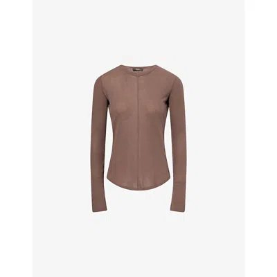 Weekend Max Mara Omens Chocolate Vincita Long-sleeve Cotton Top In Brown