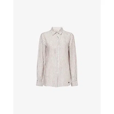 Weekend Max Mara Omens Coffee Josef Long-sleeve Linen Shirt In Multi